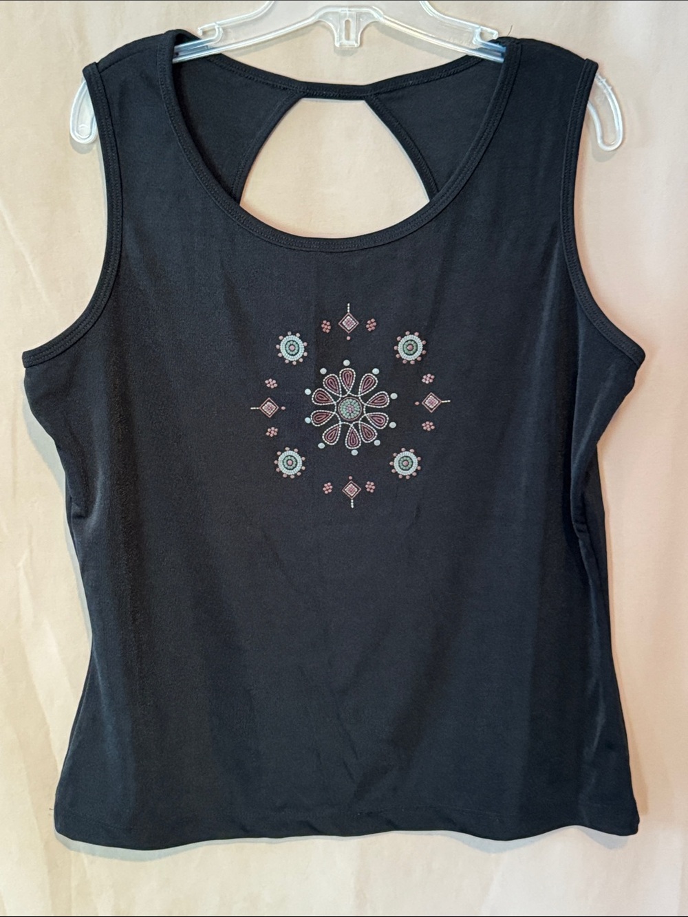 Fashion Bug Black Tank Top with Medallion